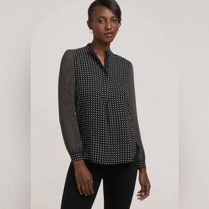 Anne Klein Polka Dot Semi-Sheer Sleeve Shirt